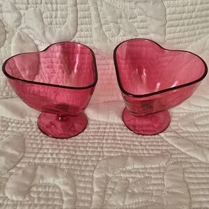 Heart-Shaped Pink Glass , Drink Or Dessert
